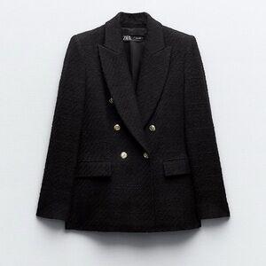 Zara Women's Black Textured Blazer